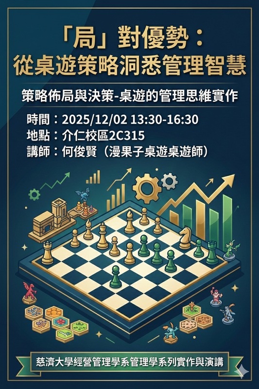 【本系演講公告】「局」對優勢: 從桌遊策略洞悉管理智慧圖片
