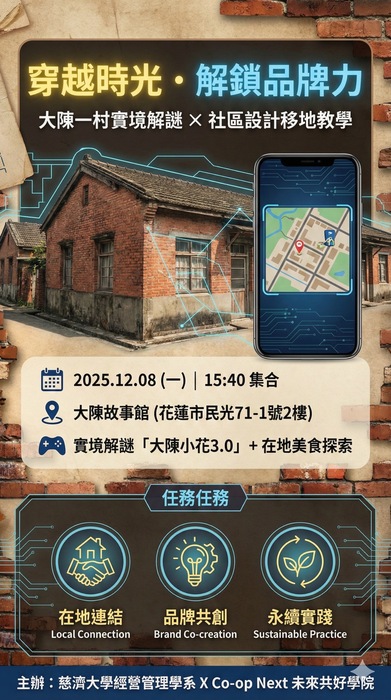 【本系演講公告】穿越時光•解鎖品牌力  大陳一村實境解謎 × 社區設計移地教學圖片