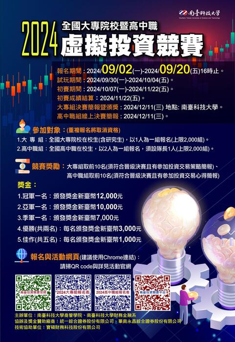 【校外來文公告】2024全國大專院校暨高中職虛擬投資競賽圖片